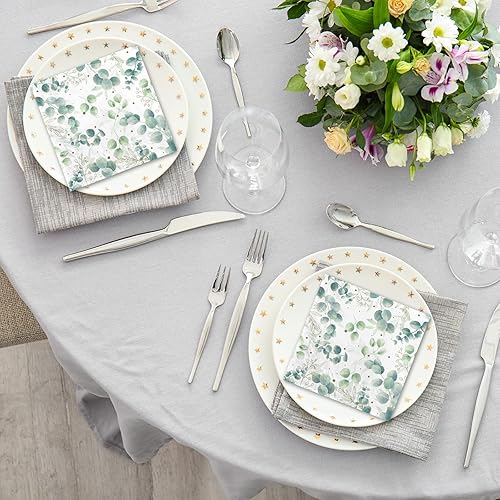 Miniatura 3 de Servilletas de papel desechables de color verde salvia de 3 capas para baño, servilletas de eucalipto para bebidas de salvia, baby shower, fiesta,