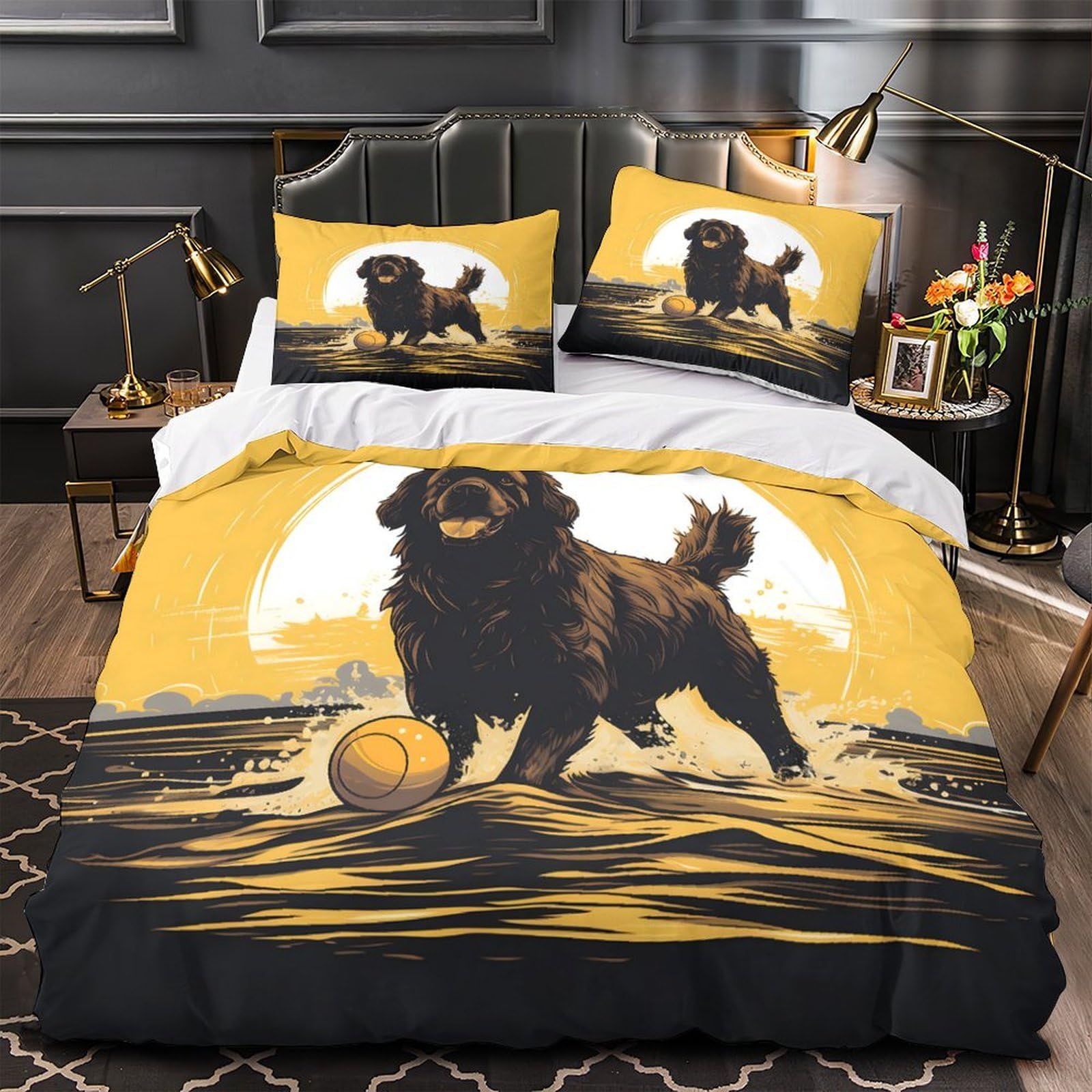 Housse de couette 135x200 hypoallergique pour ado aimant les chiens 3D