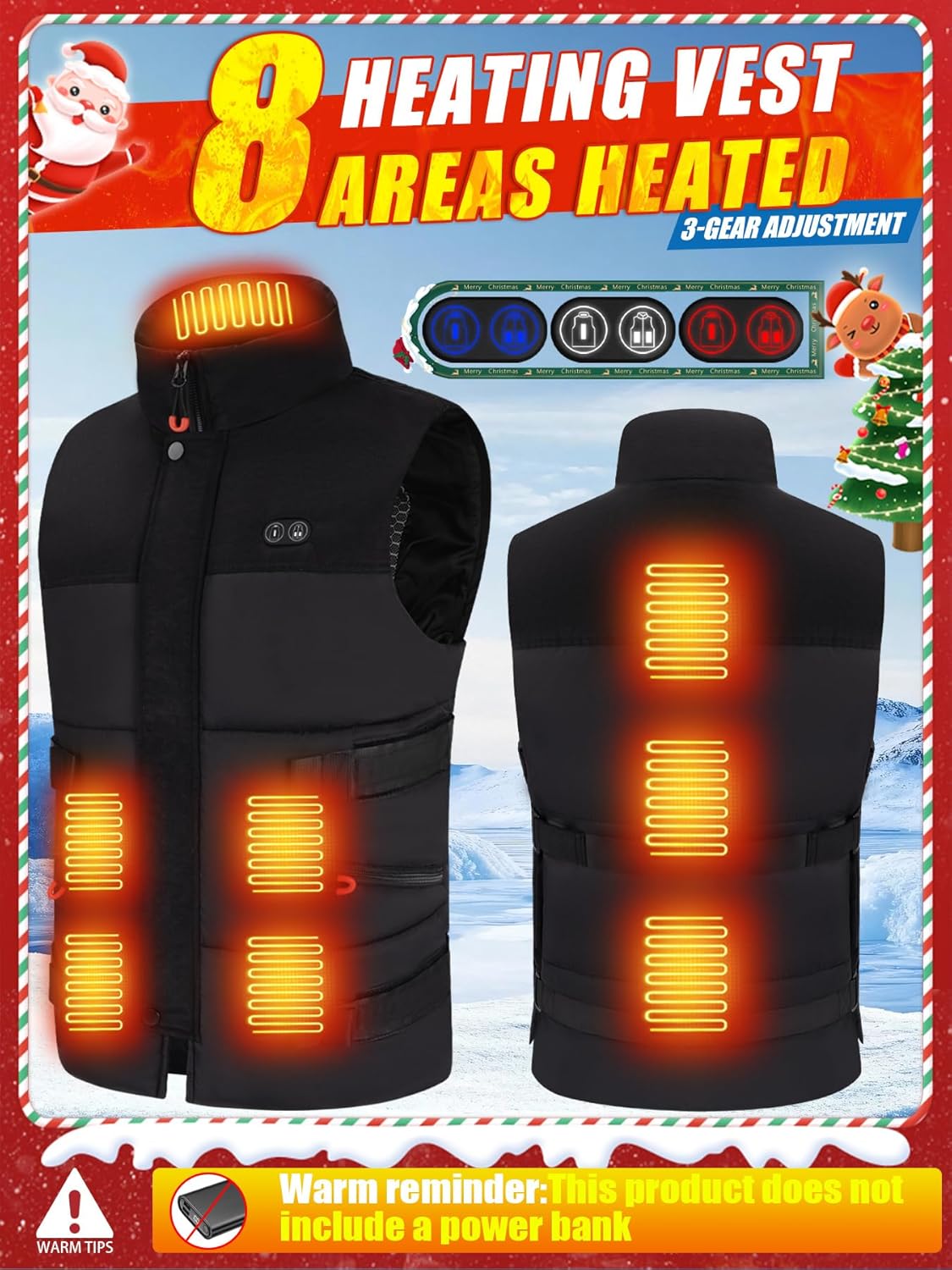 Heated Vest for Men and Women, Lightweight Sleeveless Heated Jacket and Smart Controller, 8 Heat Zones(M-3XL) - Image 2