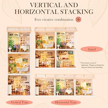 ROBOTIME Super Creator Toy Building Set DIY Miniature House Kit with LED Tiny Room Making Kit Expandable Plastic Craft Toy for Creative Play Home Decor Unique Hobby Gift