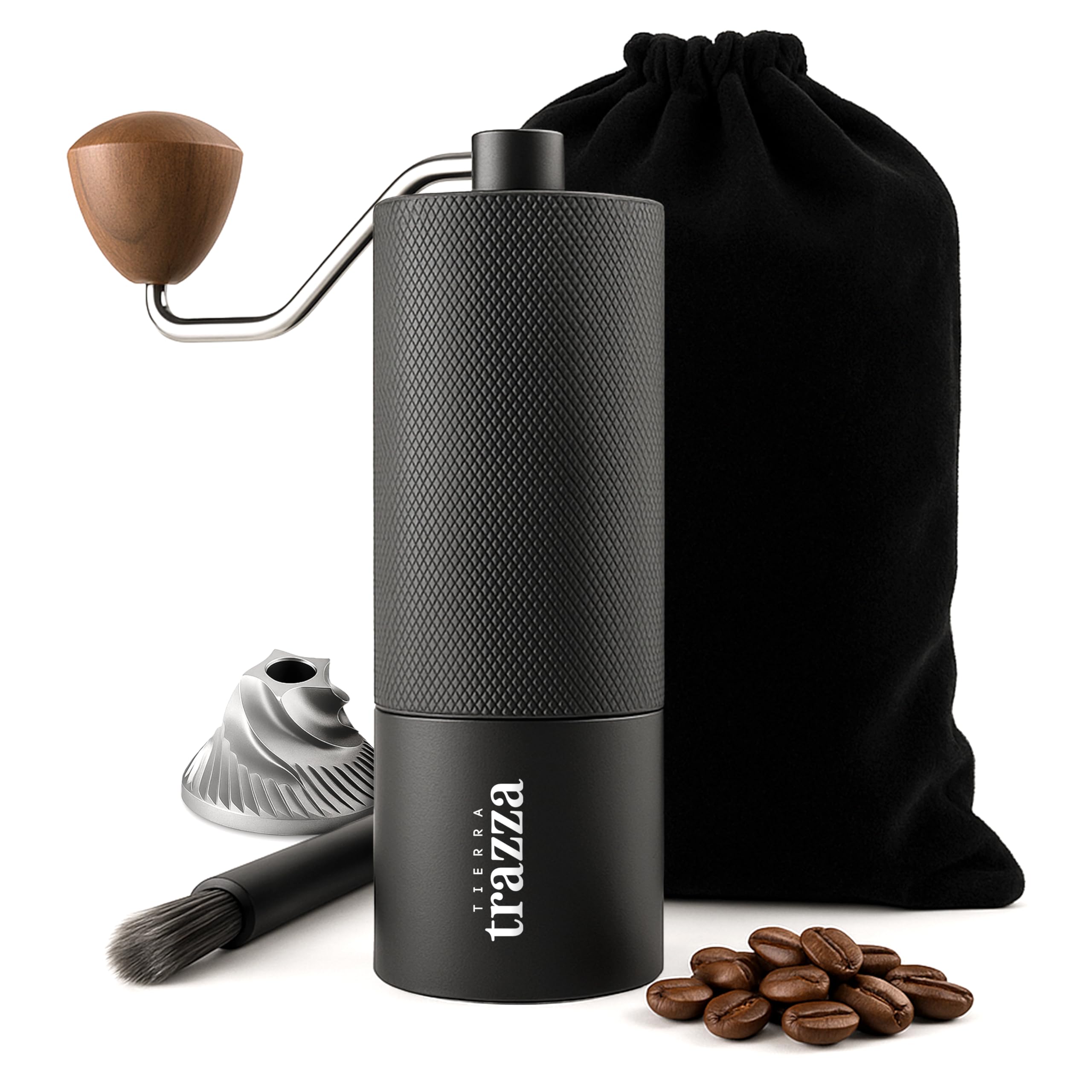 Manual Coffee Grinder, Conical Burr Coffee Grinder with Stainless Steel Burrs & Walnut Ha…