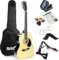 Vista 8 de RockJam Kit de guitarra acústica con soporte, afinador, bolsa de concierto, correa, púas, cuerdas de repuesto y lecciones