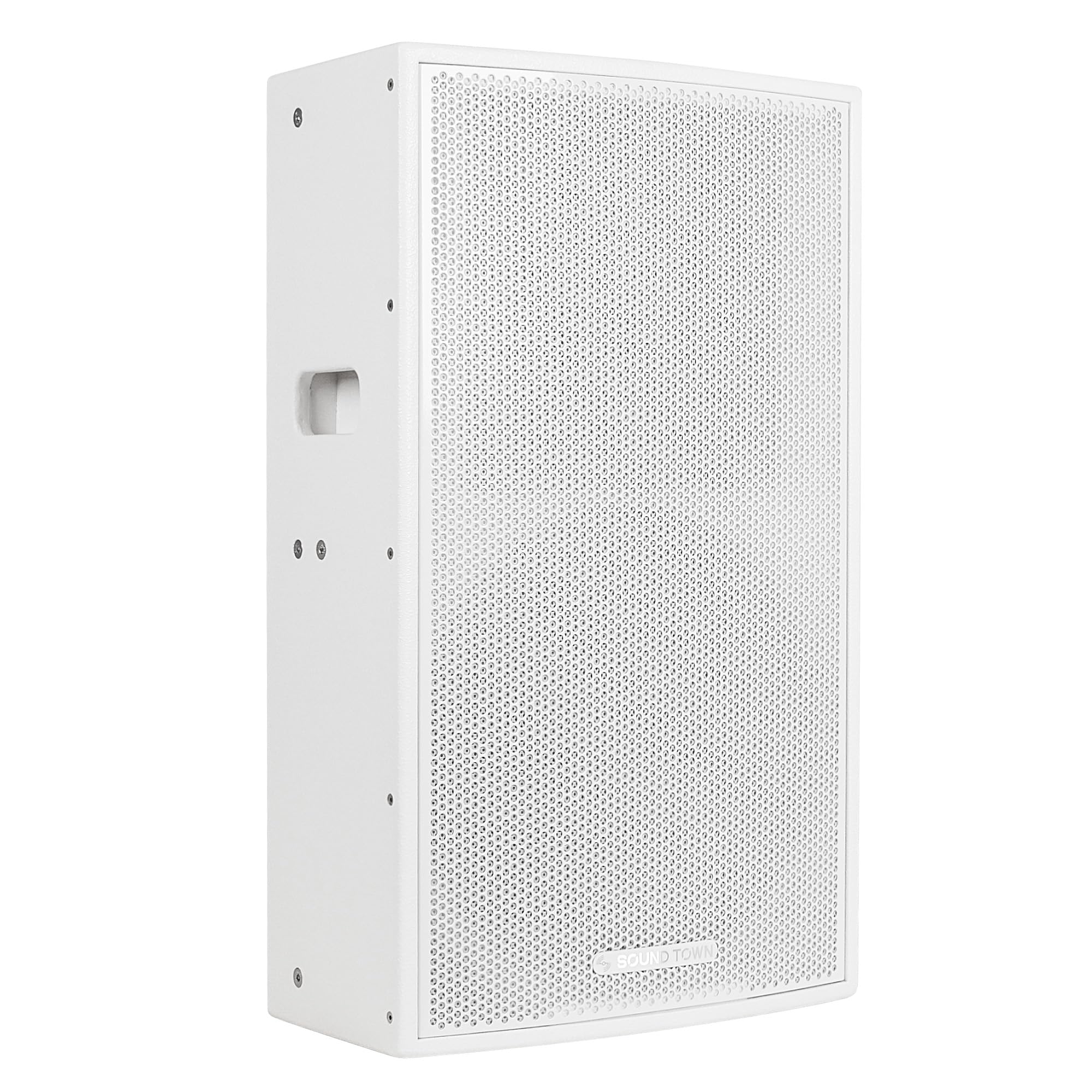 Sound Town CARME Series 15" 2-Way Powered Professional PA DJ Speaker, White with Onboard DSP, Birch Plywood for Installation, Live Sound, Karaoke, Bar, Church
