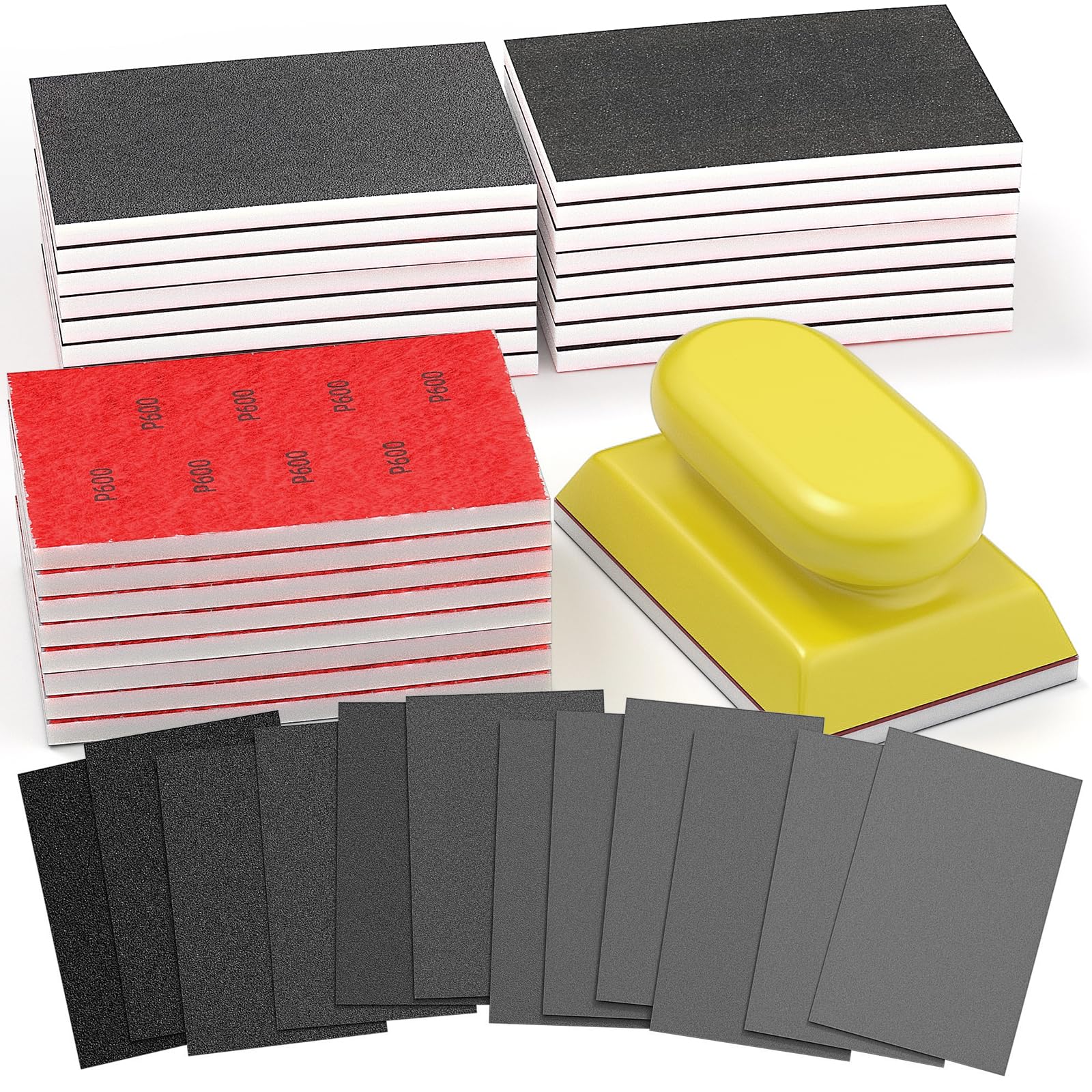 BURMONG Sanding Sponge Set - 25 Blocks & Hand Block -9
