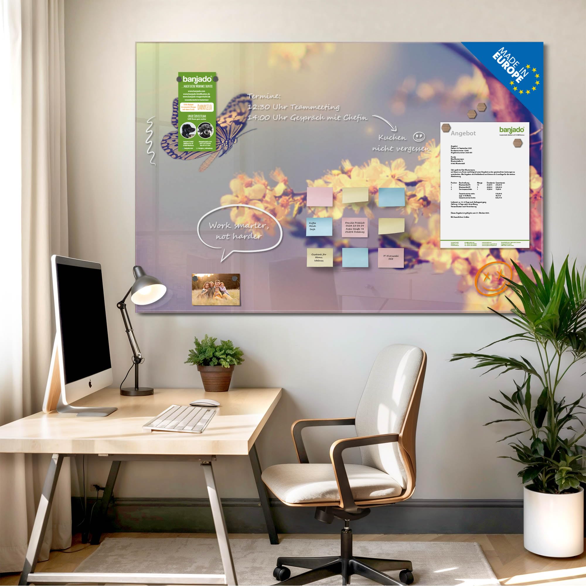 banjado Glas-Magnettafel in 75x50cm, beschreibbar mit Tiermotiv