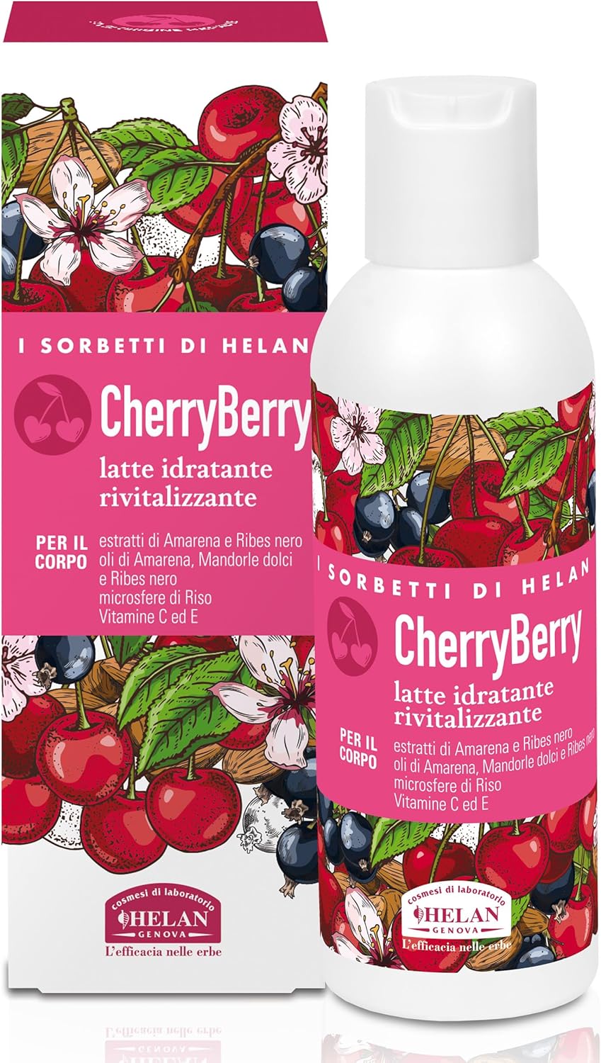 Helan I Sorbetti CherryBerry – Revitalising, Scented Body Cream with Antioxidant Vitamin C & E, Blackcurrant, Black Cherry – Gentle Moisturiser & Body Milk with Sweet Almond Oil – Made in Italy, 150ml