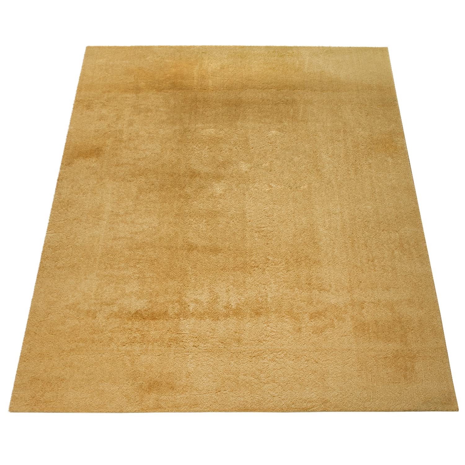 Paco Home Teppich Wohnzimmer Kurzflor Weich rutschfest Modern Einfarbiges Muster gelb Senfgelb, Grösse:200 cm Quadrat