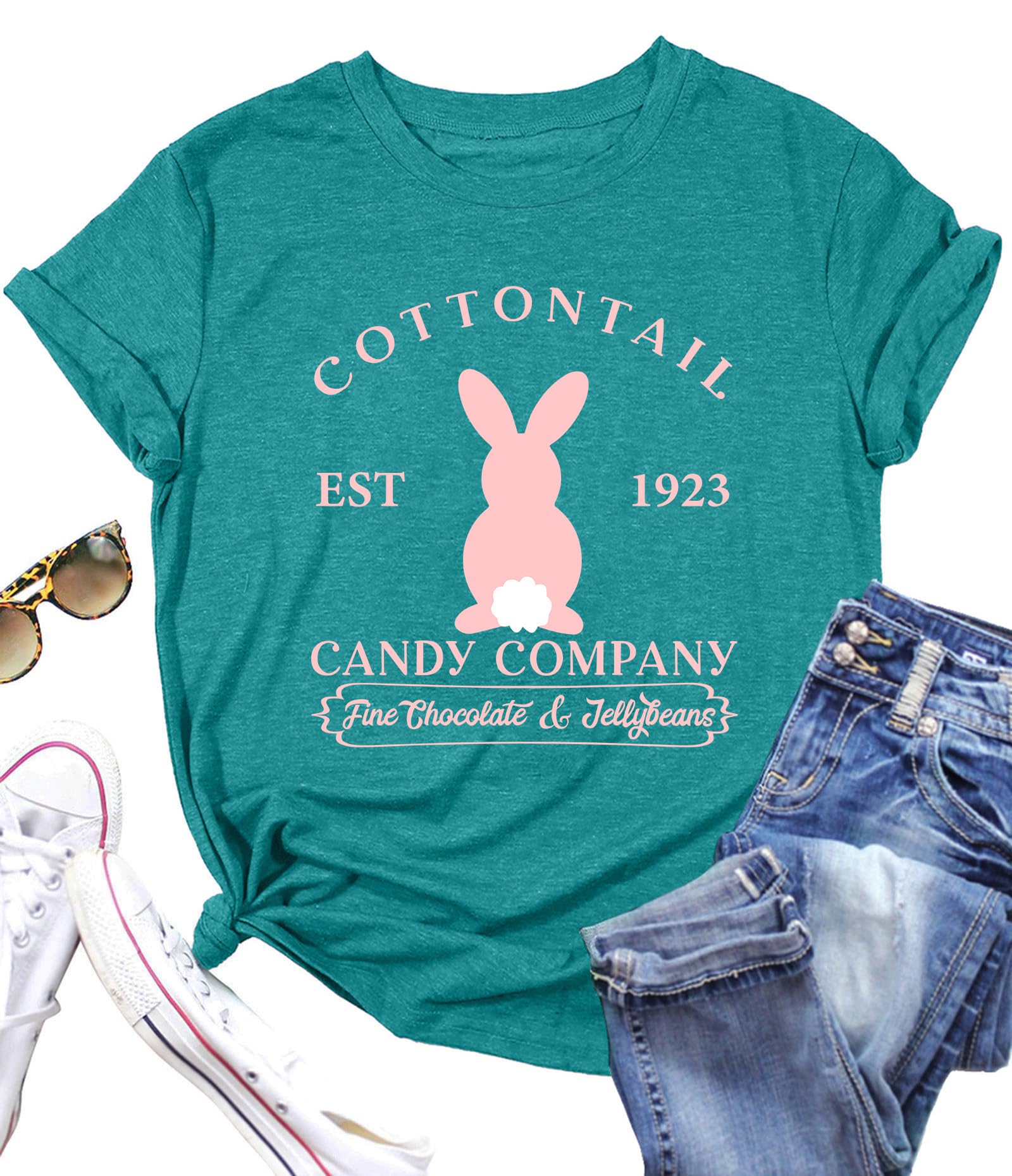 Women Happy Easter T Shirt Bunny Rabbit Graphic T-Shirt Funny Letter Printed Shirts Short Sleeve Tops