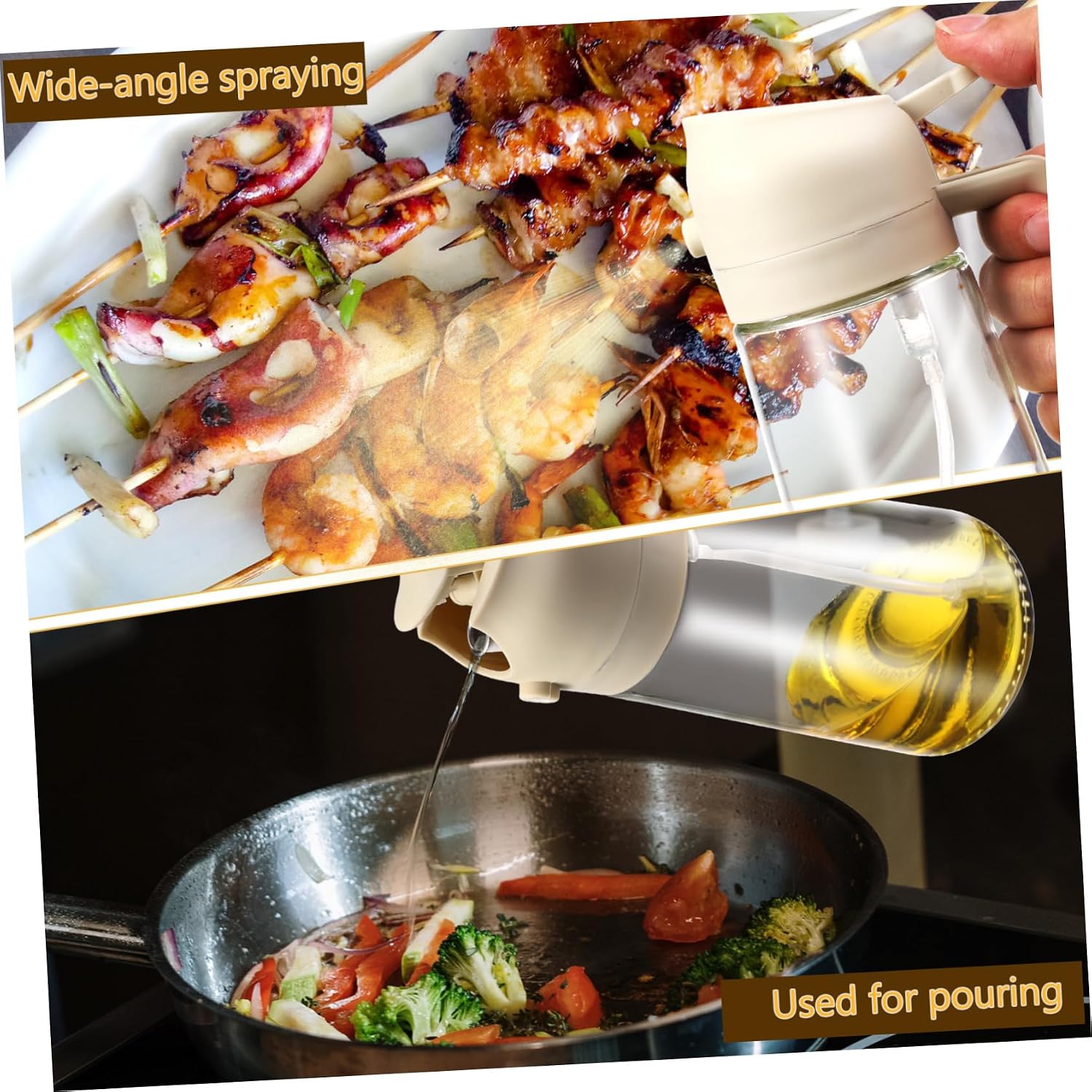 Cooking Oil Sprayer Glass Oil Dispenser Mist and Pour Spray Bottle Vinegar Soy Sauce