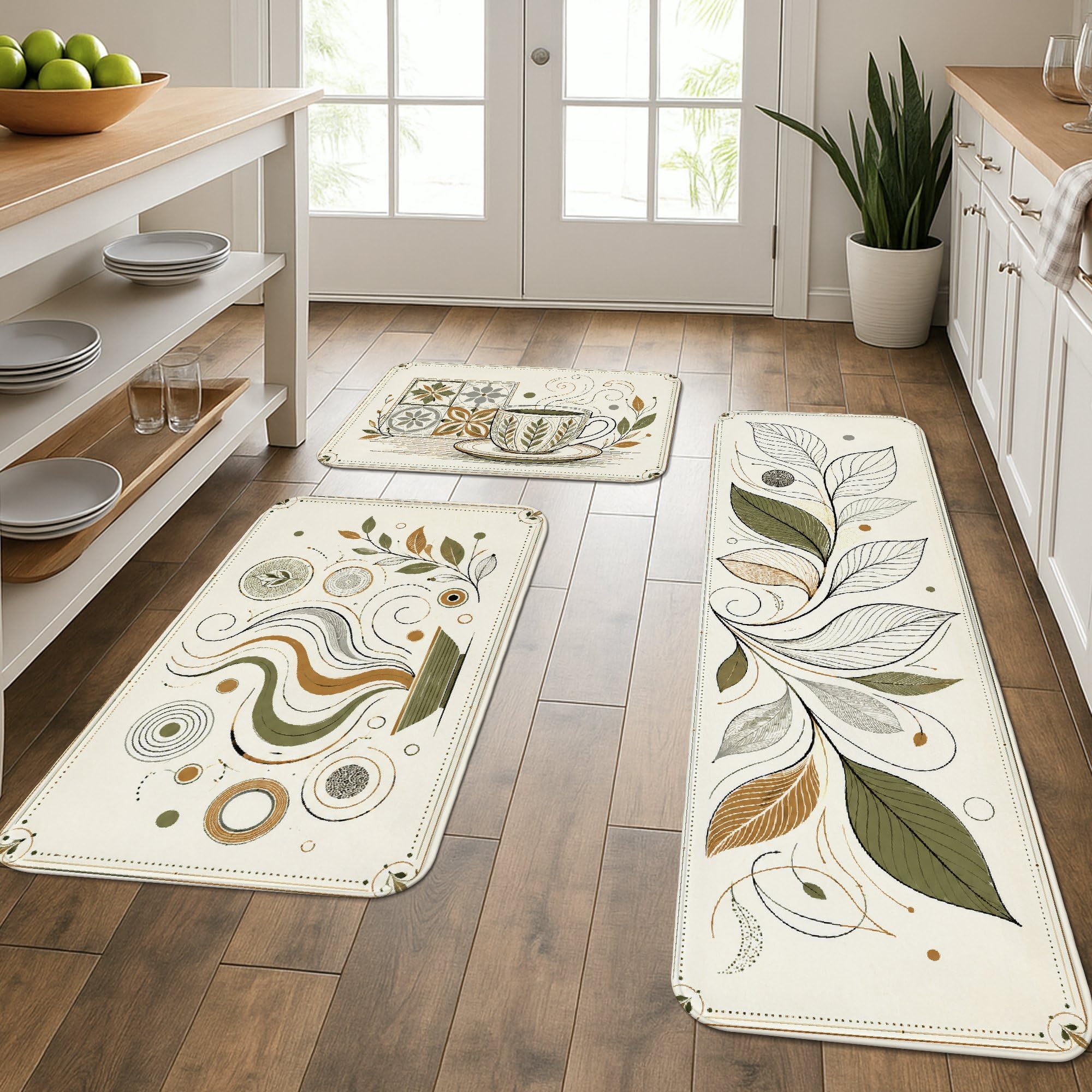 Tapis de cuisine en forme de feuille moderne pour évier et buanderie