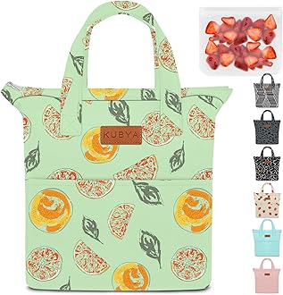 KUBYA Lunch Box for Women, Lunch Bag for Women Men Adult Simple Lunchbox Reusable Lunchbag Insulated Lunch Boxes Large Capacity Cute Lunch Tote Bag, with Food Storage Bags for Work, Office or Picnic