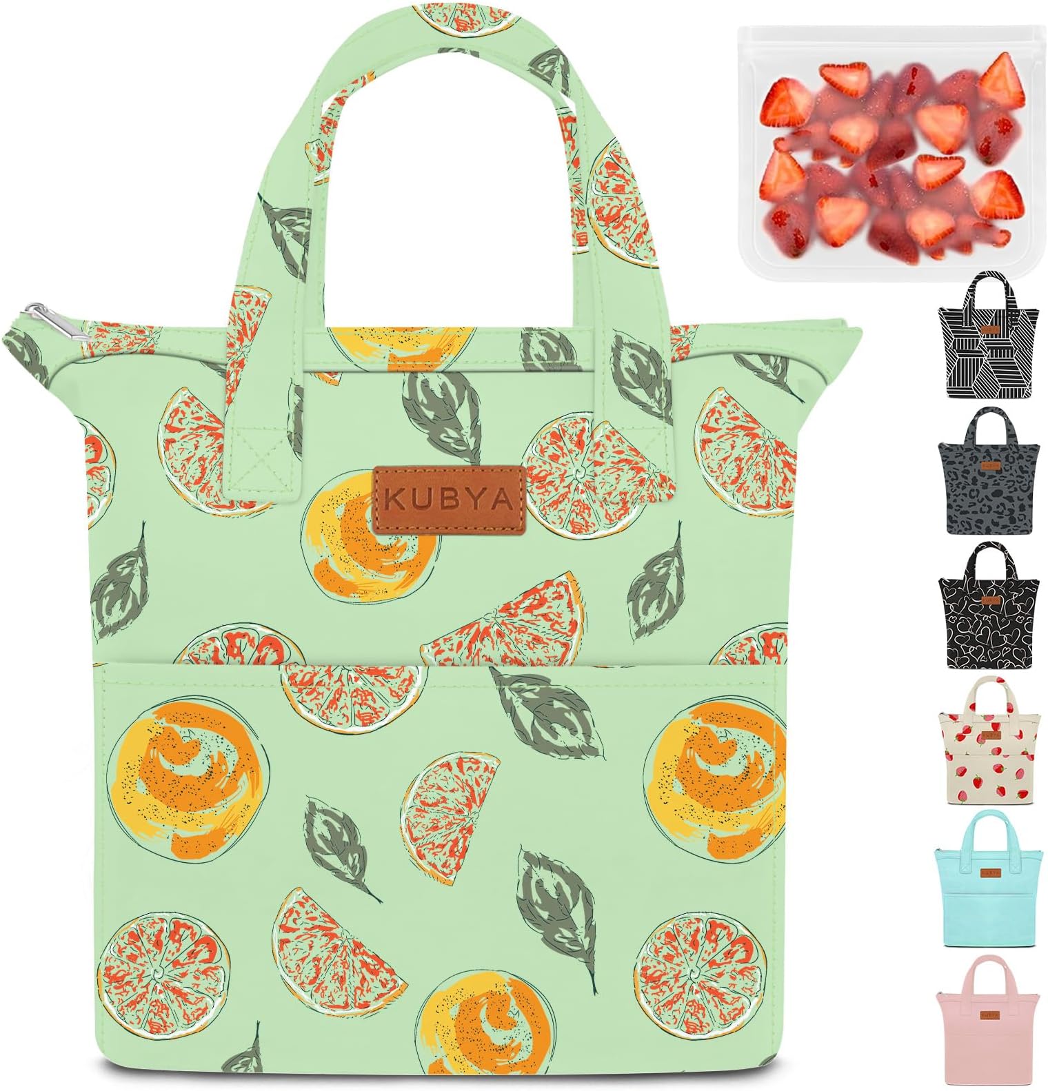 KUBYA Lunch Box for Women, Lunch Bag for Women Men Adult Simple Lunchbox Reusable Lunchbag Insulated Lunch Boxes Large Capacity Cute Lunch Tote Bag, with Food Storage Bags for Work, Office or Picnic