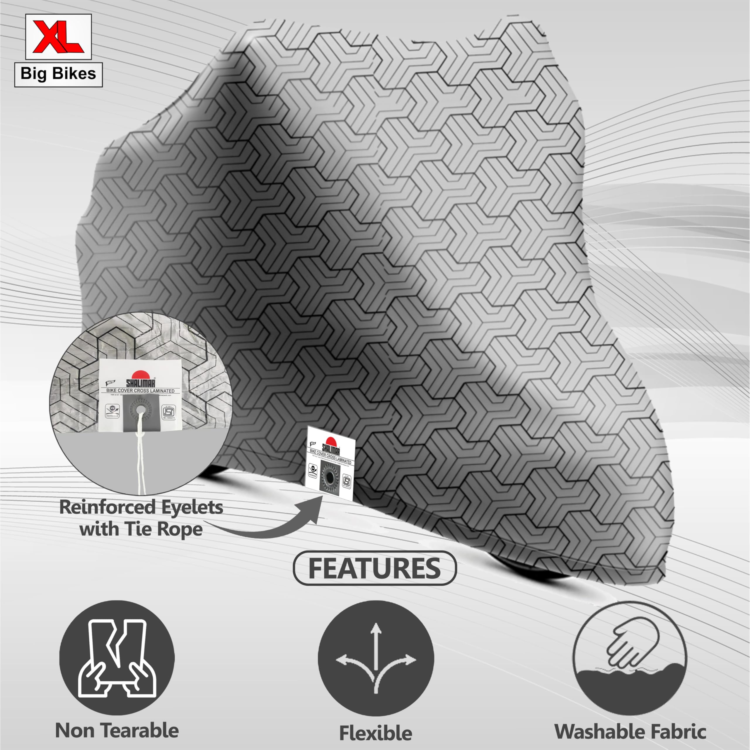 Shalimar Cross Laminated Universal Cover for Bike Super XL (Silver Black) - Image 2 thumbnail