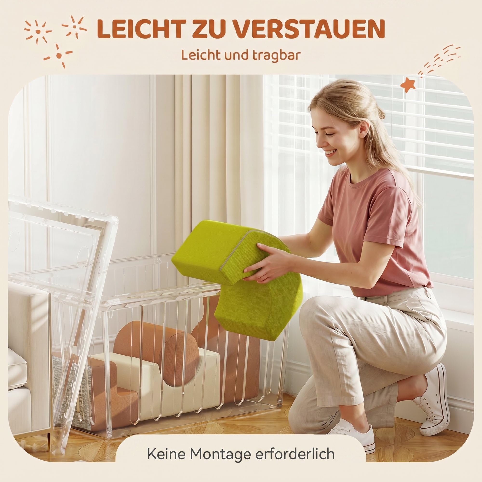 AIYAPLAY Schaumstoff Bausteine Cord-Optik Rutschfestem Boden 5-TLG. Bunt | Softbausteine Kinder Bausteinset, Klettern Großbausteine, Schaumstoff-Kletterblöcke, Bauklötze