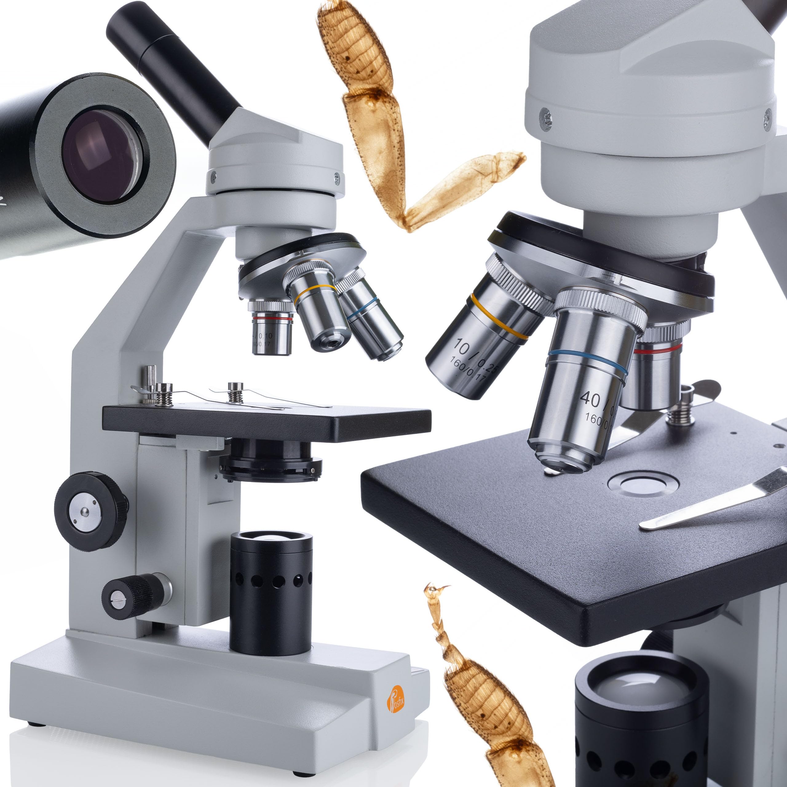 Rosfix Microscopio Biológico Uran Pro MBUP - Monocular 45°, Cabeza Giratoria 360°, Óptica de Vidrio, LED, WF10x/16x | Laboratorio, Didáctica, Investigación | Microscopio Profesional