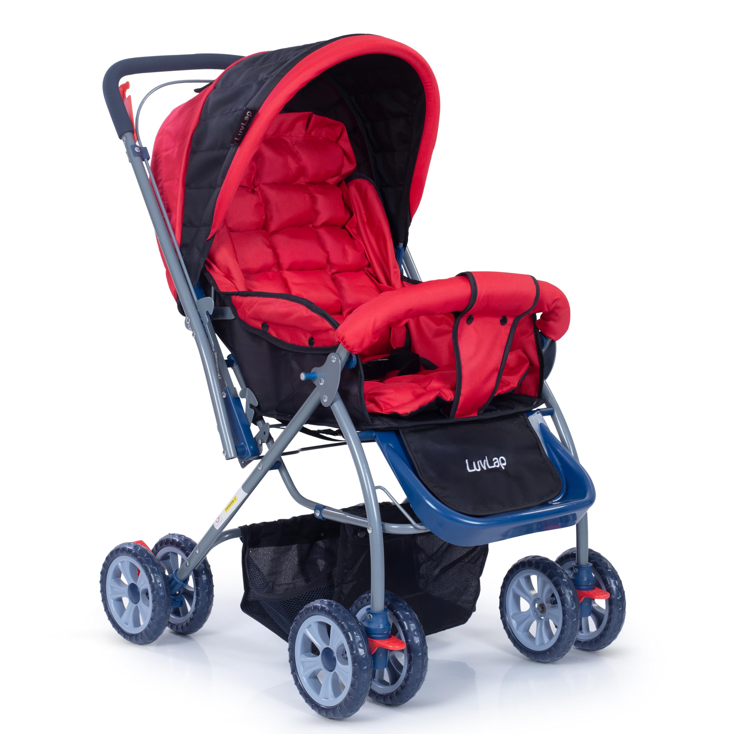 LuvLap Starshine Baby Stroller/Pram for 0 to 3 Years, New Born/Toddler/Kid, Lightweight, Adjustable backrest, 360° Swivel Wheel, Large Storage Basket, Reversible Handlebar (Red)-picture-37