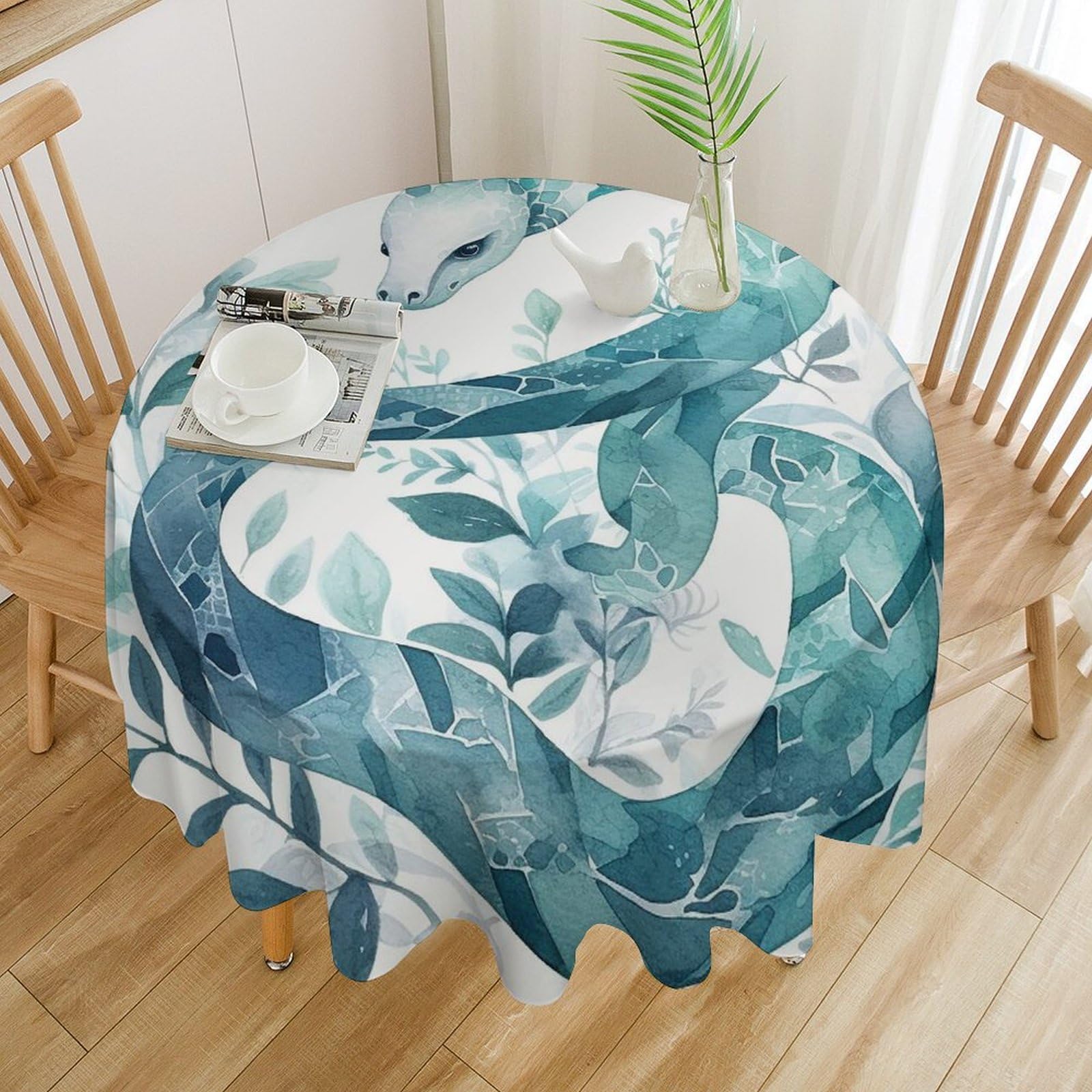 Nappes de table rondes pour terrasse et salle à manger nappe imperméable motif serpent 152cm