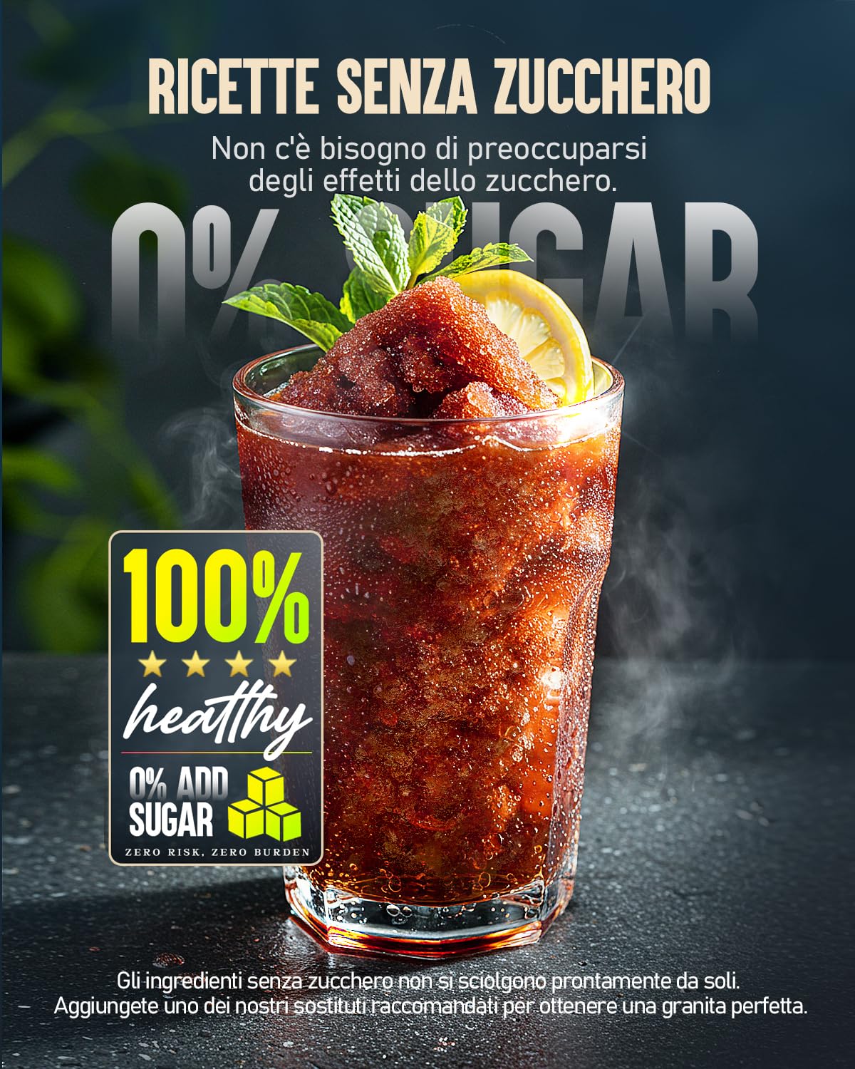 INOVIVA Machine à Granités 2,6 L,Slush Machine sans Glace, Granités à Domicile avec Autonettoyage, 5 Modes Préréglés, Slushies, Milkshakes, Frappés et Cocktails Congelés