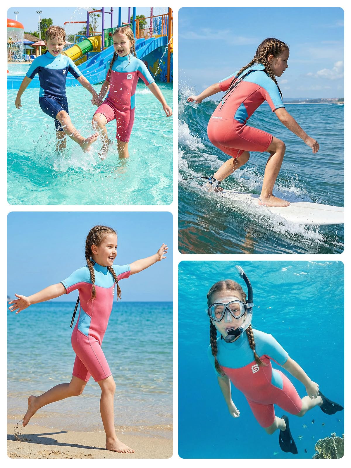 Muta da bagno per bambini e bambina, costume da bagno termico UV50+ con neoprene morbido ed elastico - mantiene il calore, perfetto per il nuoto, il surf e il gioco in spiaggia