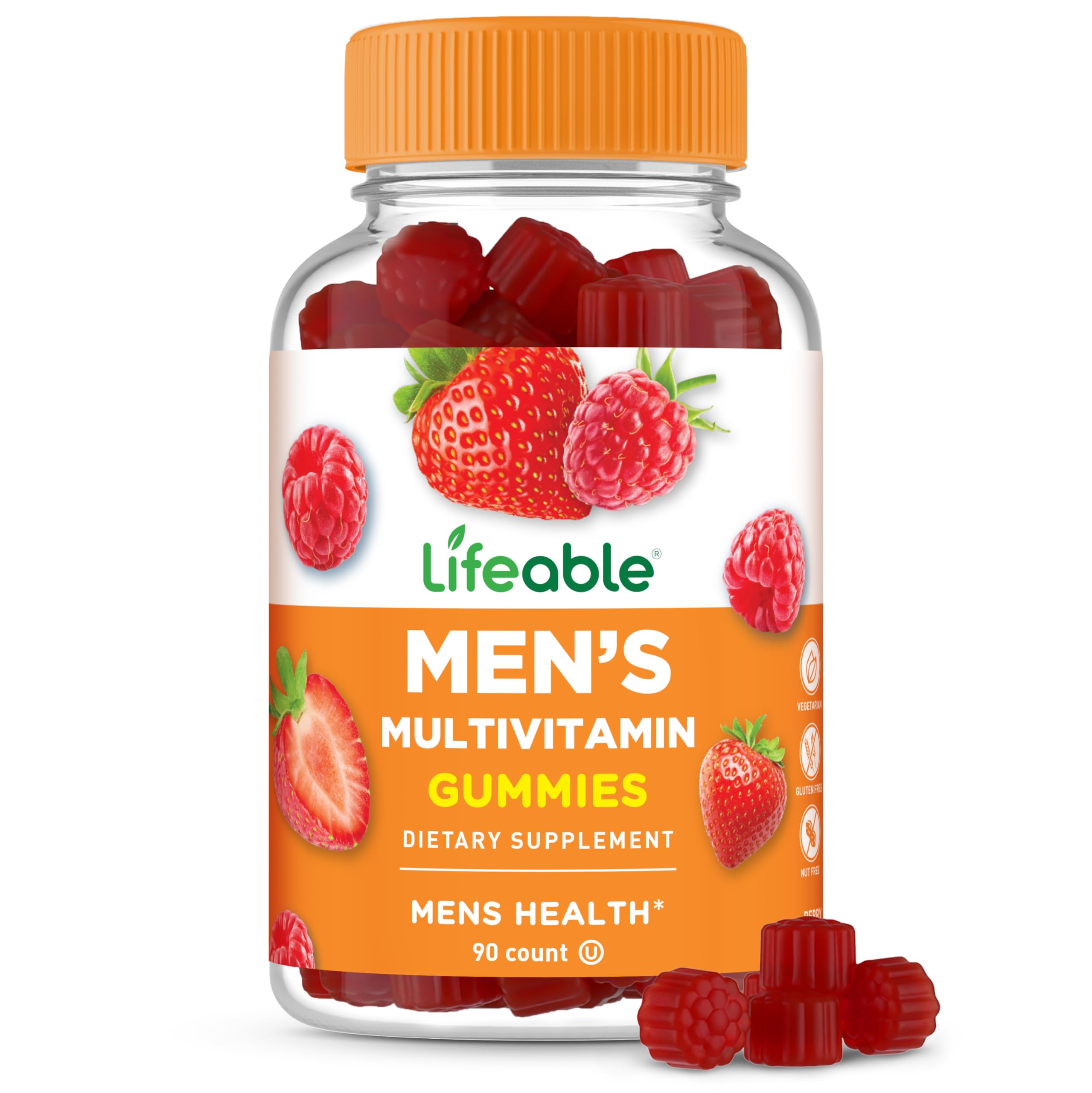 Lifeable Mens Multivitamins Gummies, 13 Nutrients, Kosher, Berry, 90 Count