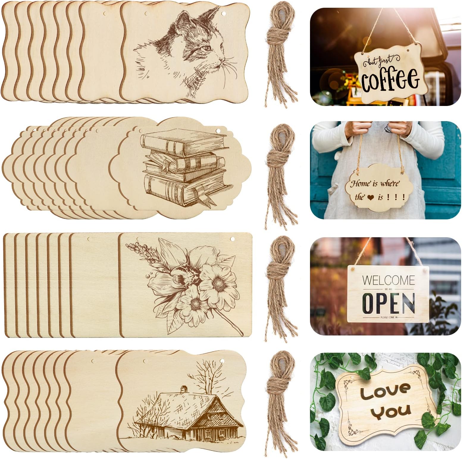 Unfinished Wood Ornaments, PETUOL DIY 32pcs 4x3in Creative Irregular Blank Wood Natural Slices for DIY Crafts, Painting, Wood Burning, Writing, Photo Props, Coasters and Home Decorations