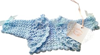 Baby girls crochet bolero cardigan shrug handmade in Blue longsleeved