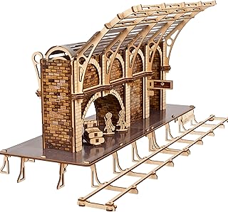 UGEARS Harry Potter Platform 9 ¾ 3D Puzzle - Wooden Model Kits for Adults To Build - Mechanical Wooden Model Kit - Compatible with Ugears Hogwarts Express Train - 3D Wooden Puzzle includes 2 Figurines