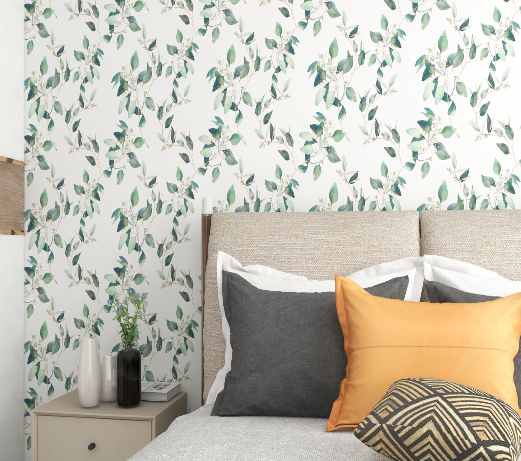 JAAMSO ROYALS White with Green Leaves Vinyl Self Adhesive Peel and Stick Wallpaper (100 CM X 45 CM) (B09VC8Z6Q6) Amazon Price History, Amazon Price Tracker