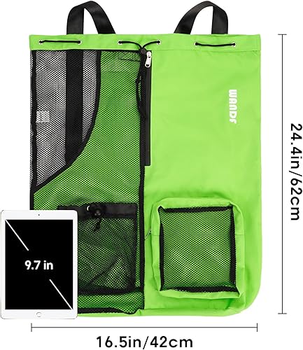 Miniatura 6 de WANDF Mochila de Malla con Cordón para Natación, con Bolsillo para Artículos Húmedos, para Natación, Gimnasio y Equipo de Entrenamiento