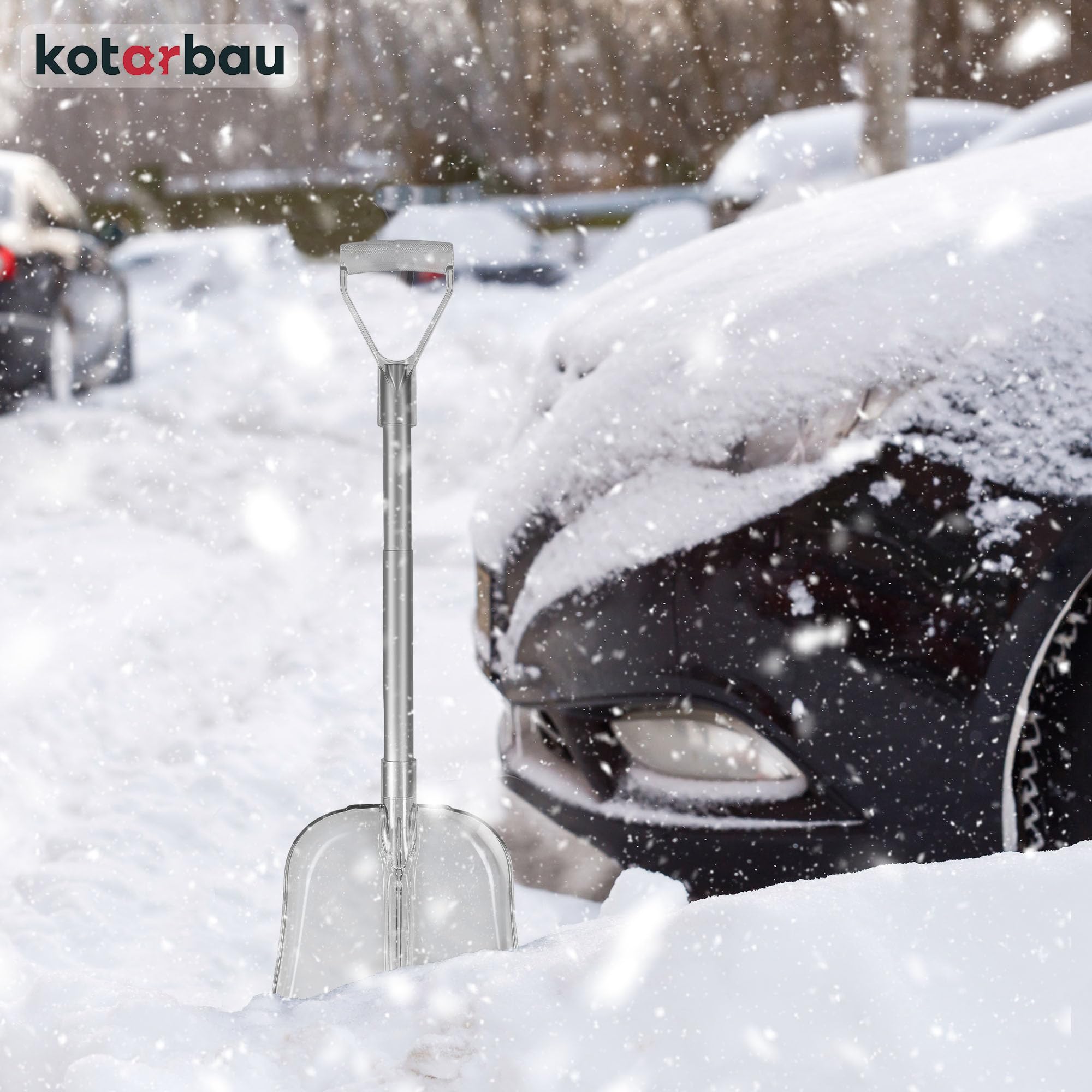 KOTARBAU® Pala da neve per auto, in alluminio, 27,5 – 41,5 cm, telescopica per valanga, piccola pala pieghevole in plastica e policarbonato
