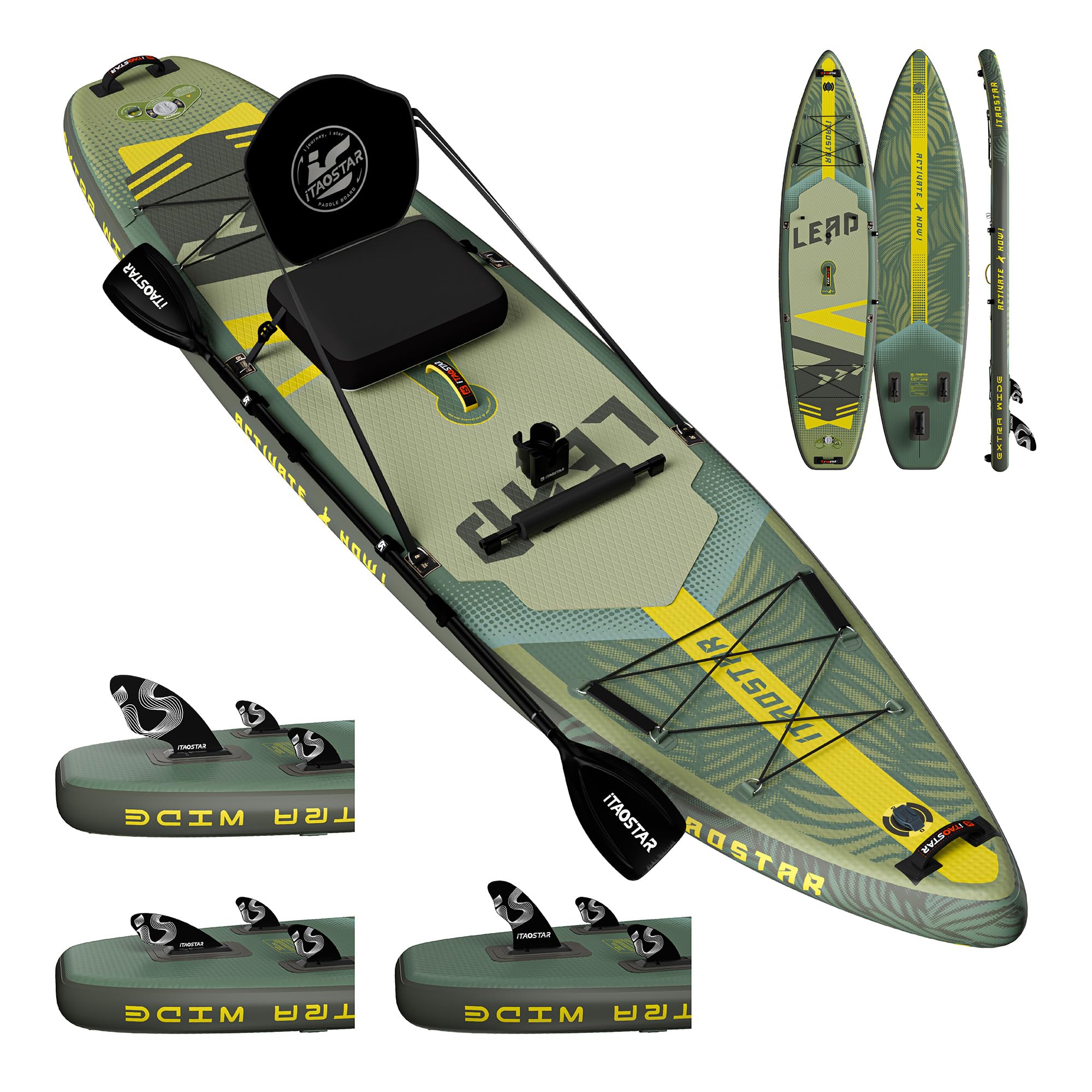 iTAOSTAR Lead 12' × 35"/11' × 33" Stand Up Paddle Board, Inflatable SUP Board with 5 Fins Stable Design for Youth, All Skill Levels, Lakes, Oceans