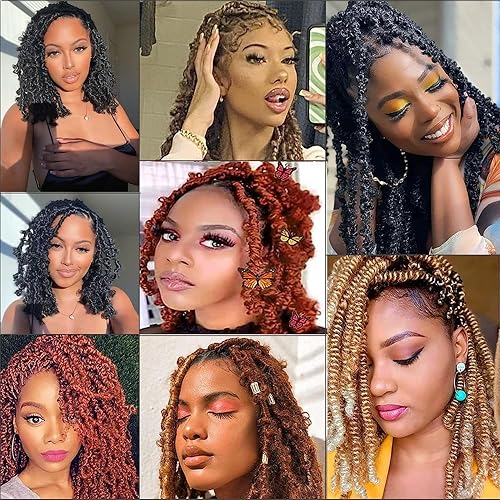 Miniatura 7 de Cabello afro trenzado, 3 piezas preseparadas de cabello rizado Marley Twist trenzado de 16 pulgadas para rastas sintéticas desgastadas, extensiones