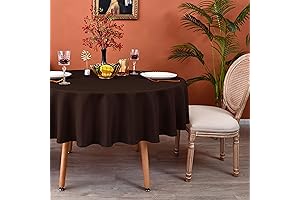 MEANMOY Round Water & Stain Resistant Brown Tablecloth