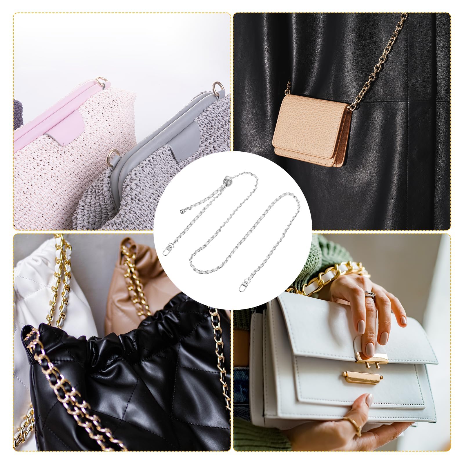 QQLADY Tracolla in Pelle PU in Metallo Tracolla di Ricambio Tracolla per Borsa Catene per Borsa Maniglia Tracolla per Borsa Staccabile Accessori per Borsa durevoli