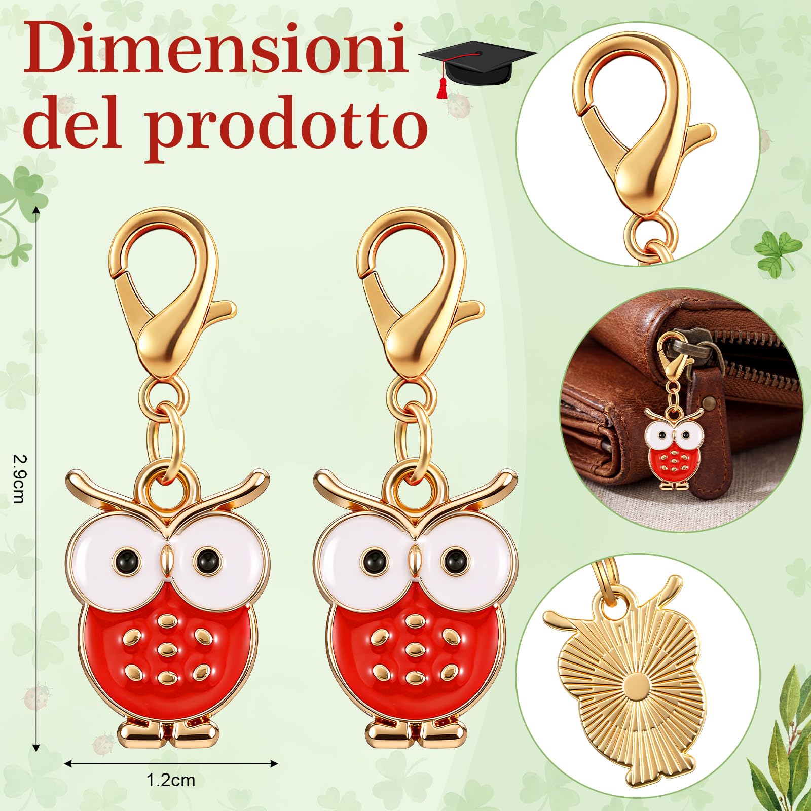 BBTO 50 Set Bomboniere Laurea per Festa con Scatoline Portaconfetti La Mia Laurea Portachiavi Gufo Portafortuna Bigliettini Nastro Rosso per Ospiti Cerimonia Festa Decorazioni Gadget Regalo