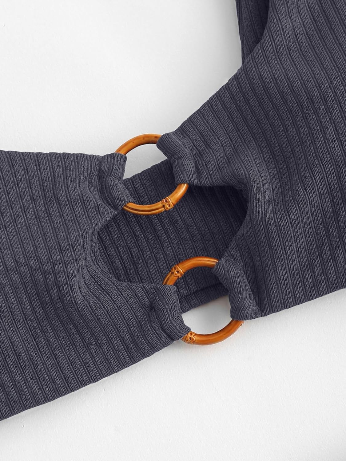 ZAFUL Women's Ribbed O-Ring String Bikini Swimsuit Cheeky Thong Swimwear Two Pieces Bathing Suit - Image 6