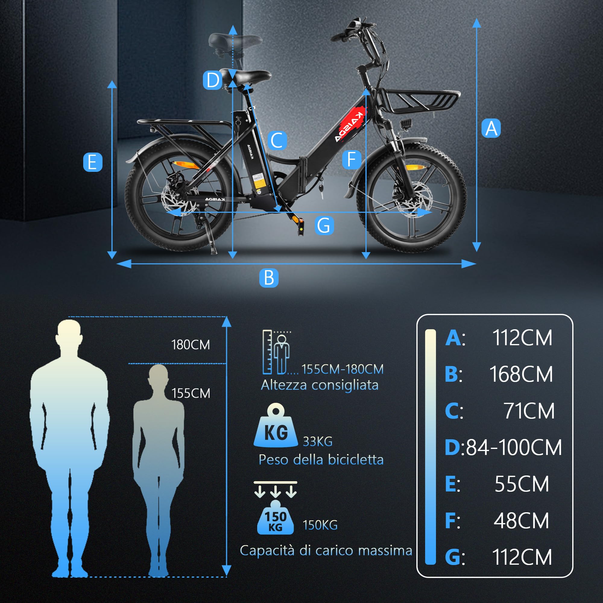 K K201 Bici Elettrica Pieghevole, con Pneumatici Grassi da 20" x 3.0" e Batteria Rimovibile da 36V 20.8Ah, Autonomia di 90 km, E-Bike per Tutti i Terreni