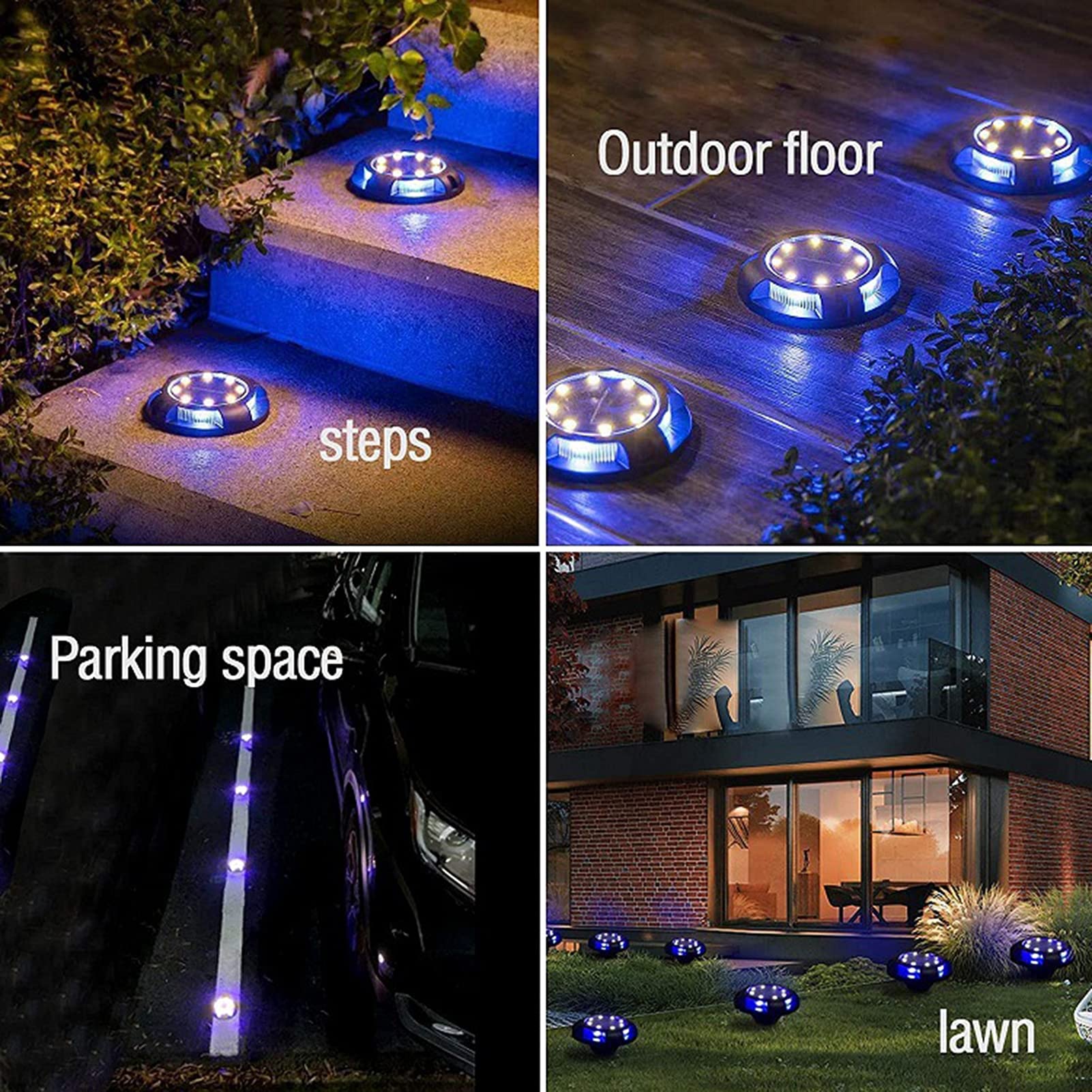 Solarne oświetlenie uziemiające, 8 LED, zewnętrzne oświetlenie solarne w ziemi, do krajobrazu, chodnika, trawnika, schodów, ścieżek, ogrodzenia schodów, wodoodporne, ciepłe światło, kolorowe światło