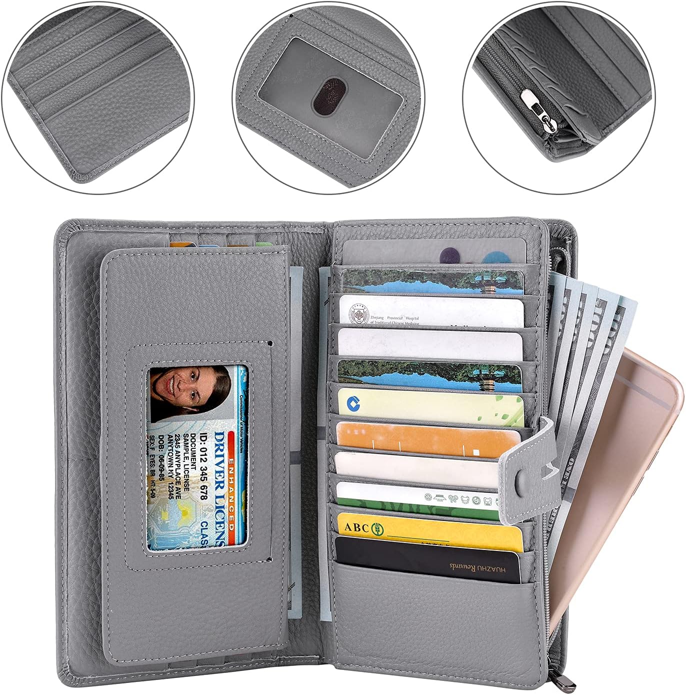 Itslife Womens Wallet,Large Capacity RFID Blocking Leather Wallets Credit Cards Organizer Ladies Wallet with Checkbook Holder - Image 5