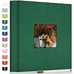 Artfeel Photo Album Self Adhesive Scrapbook Album for 3x5 4x6 5x7 8x10 Pictures,120 Pages Linen Cover with Display Window DIY Photo Book,Ideal Gifts for Family Travel Wedding Baby