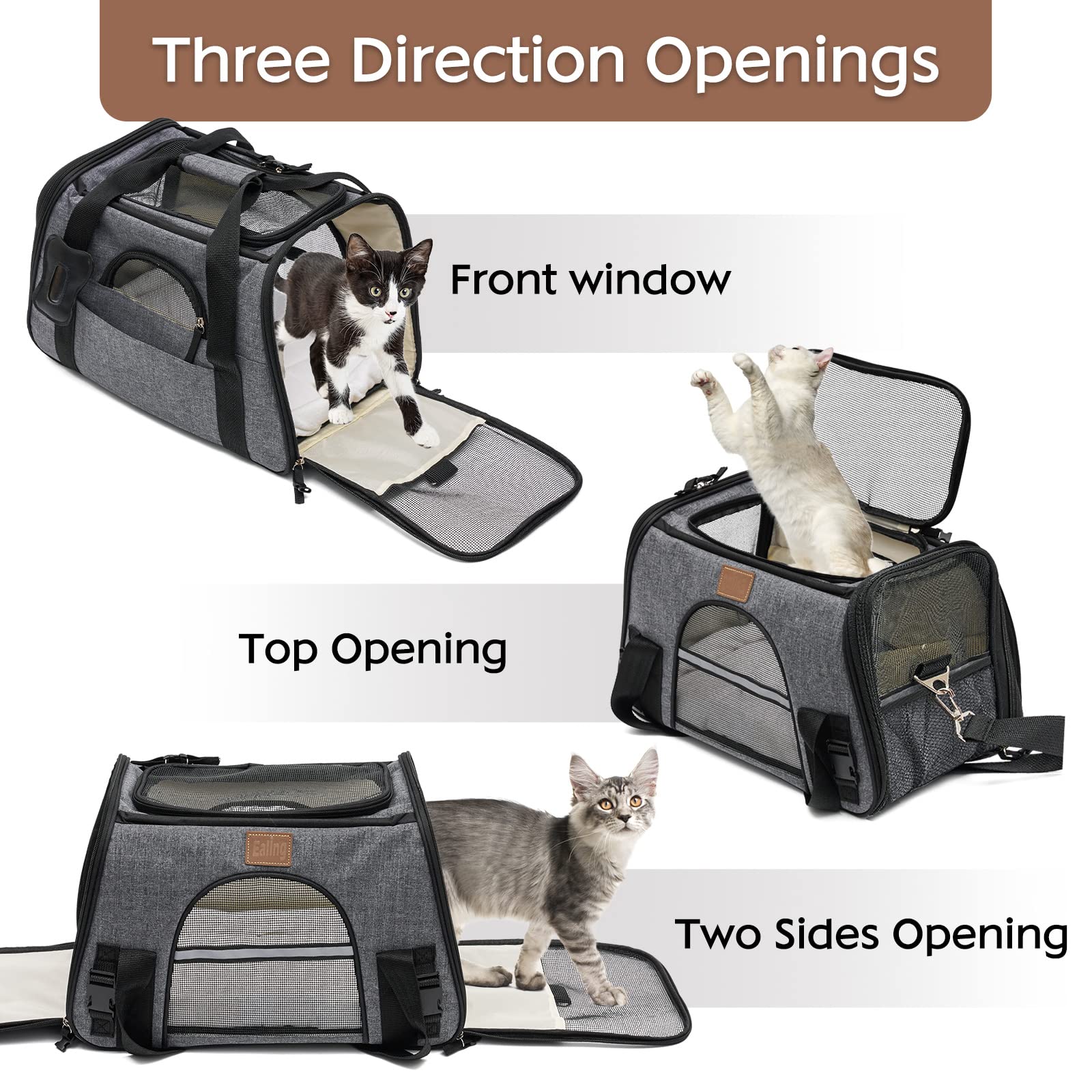 Bolsa para Mascotas|Bolsa Transporte Portátil y Transpirable para Mascotas con Tapete Extraible&Malla Transpirable |trasportines Gato Correa de Hombro Ajustable| Adecuado para viajar-43.5 * 25 * 28cm
