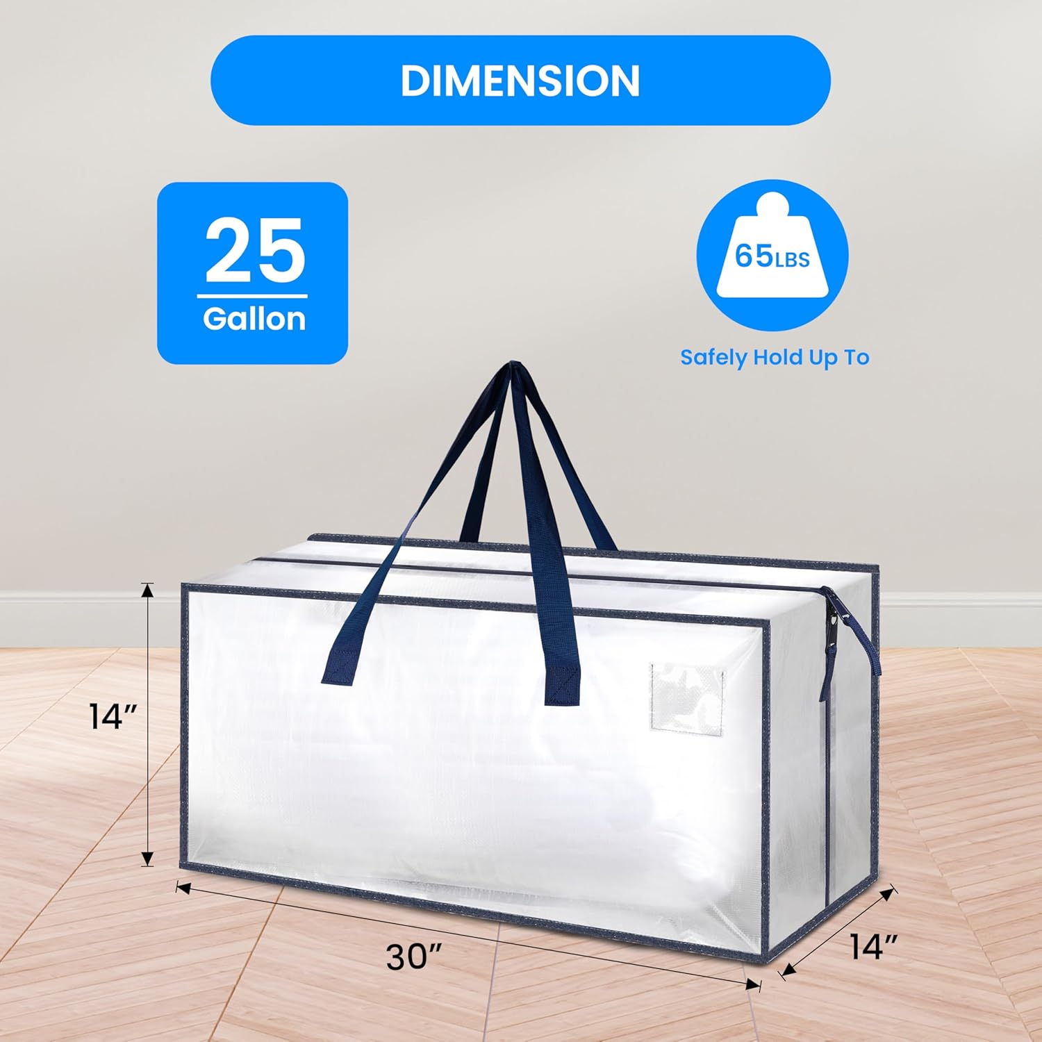 Simple Deluxe 10 Pack Extra Large Moving Bags with Backpack Straps, Strong Handles/Zippers, Heavy Duty Storage Tote for Moving Travel Camping Space Saving, White
