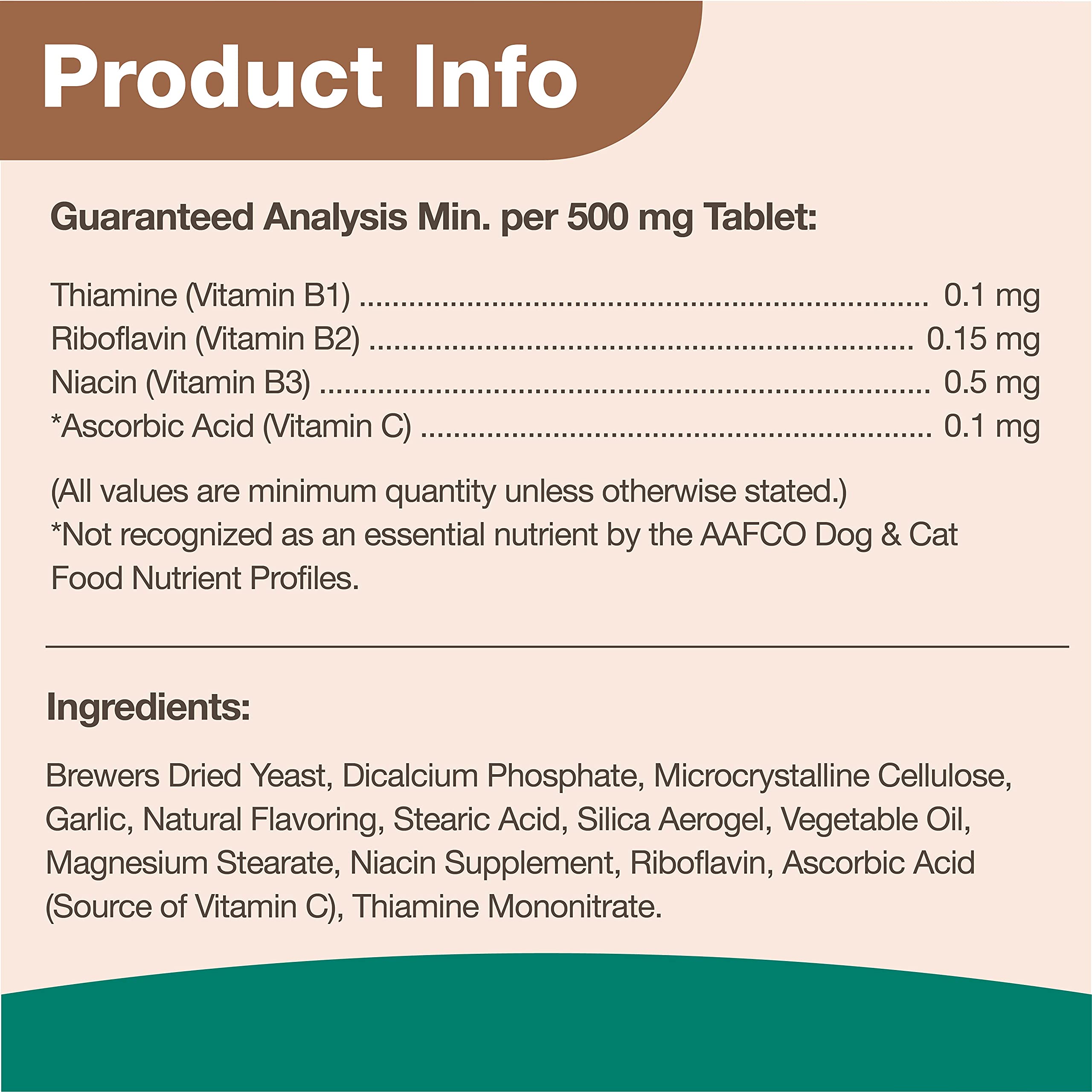 NaturVet Brewer's Dried Yeast Formula with Garlic Flavoring Plus Vitamins for Dogs and Cats, 100 ct Chewable Tablets, Made in USA by NaturVet