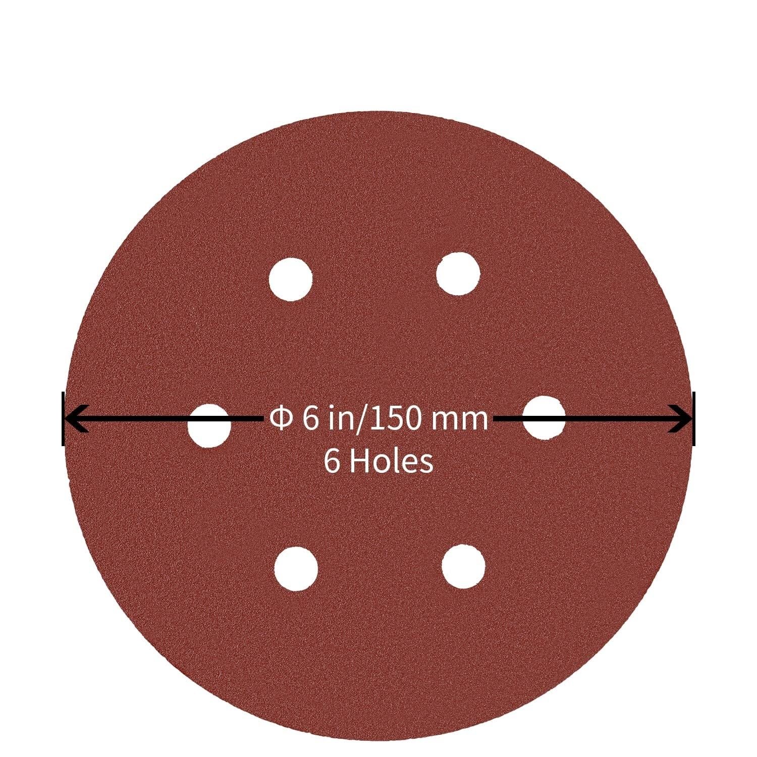 Dischi abrasivi da 150 mm Carta vetrata 40 80 120 240 400 600 800 1000 1500 2000 Carta vetrata a Grana 6 Fori for levigatrice orbitale Casuale(C)