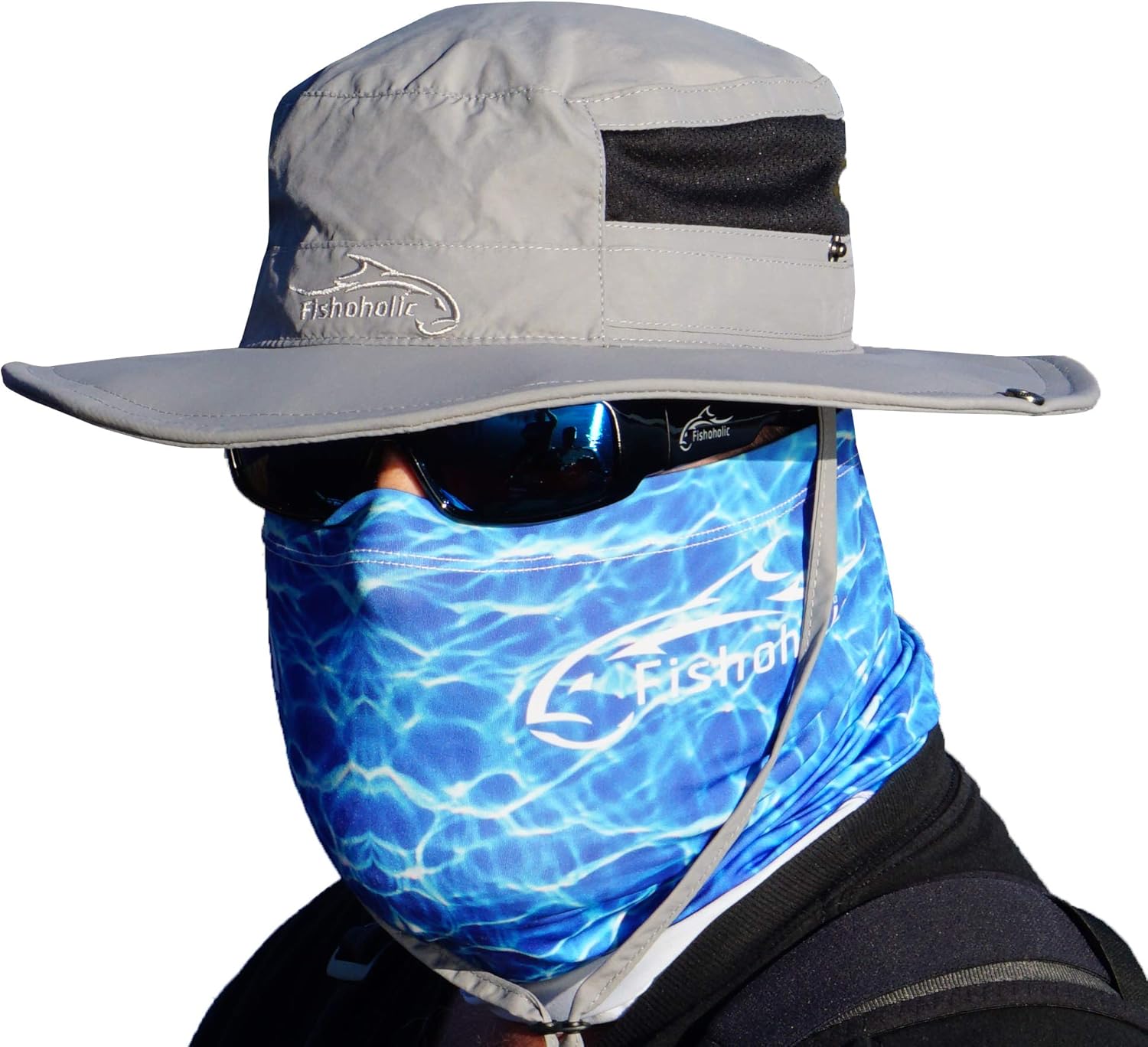 Fishoholic Fishing GIFT Package for Men - Sunglasses - Boonie Hat - Neck Gaiter - Waterproof 5L Dry Bag