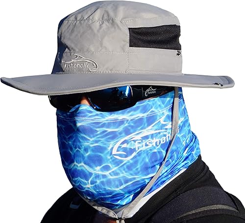 Fishoholic Paquete de regalo de pesca para hombre, lentes de sol, sombrero Boonie, guantes sin dedos, polaina para el cuello, bolsa seca impermeable