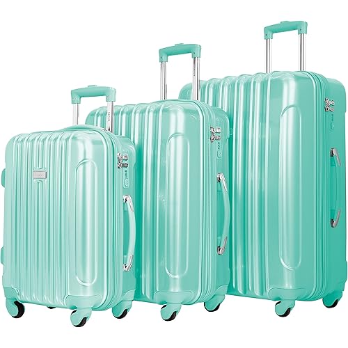 kensie Women's Alma Hardside Spinner Luggage, Expandable, Opal, 3 Piece Set (20/24/28)