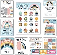 Vista 9 de 9 pósteres de salud mental para el aula, 11 x 14 pulgadas, decoración de oficina de consejero escolar, póster de mentalidad de poder y crecimiento