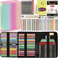 Heshengping 78pcs Drawing Kit: Graphite, Colored, Watercolor, Metallic Pencils + 3-Color Sketchbook & Accessories for Artists Beginners