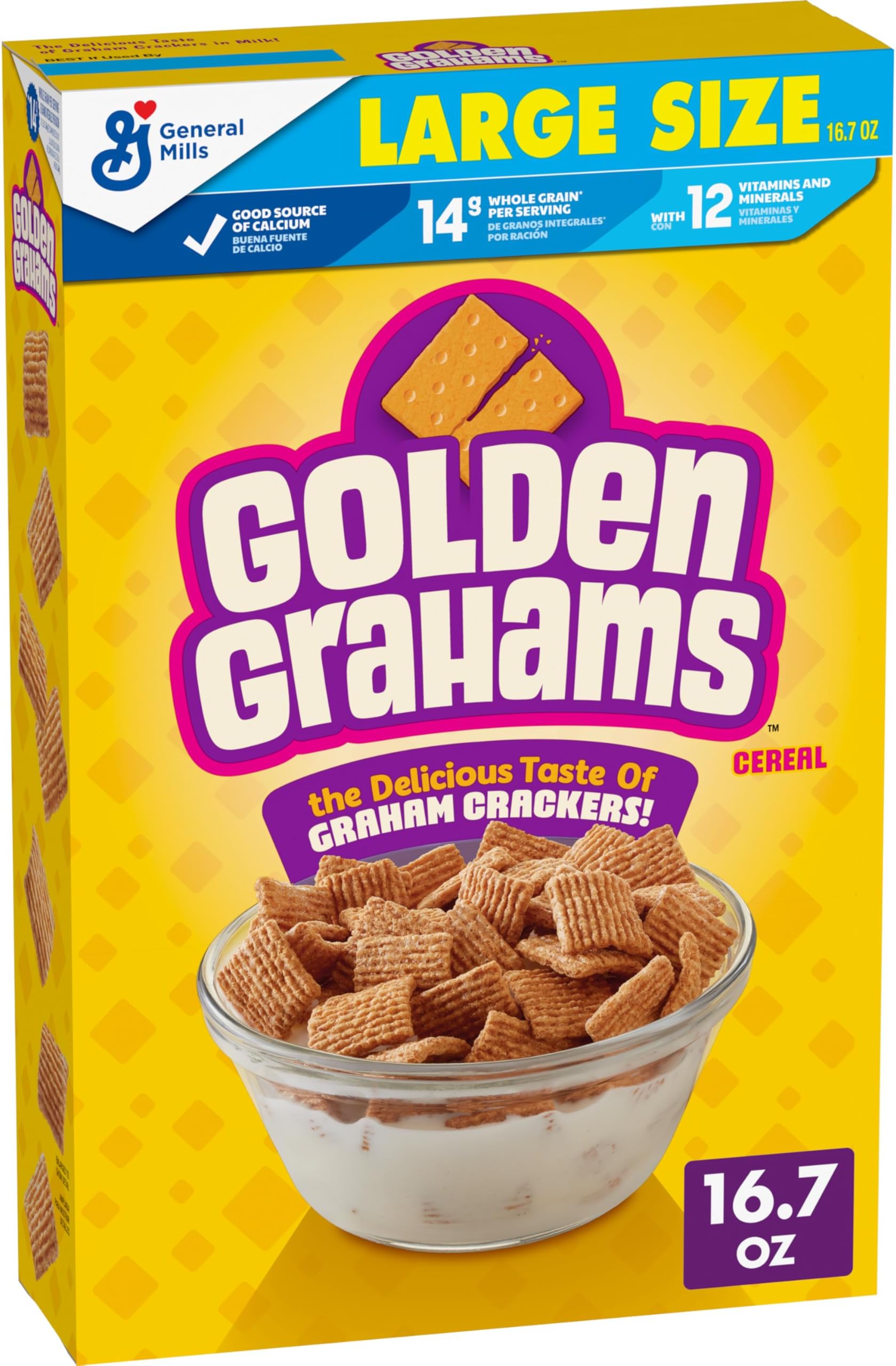 Golden Grahams Breakfast Cereal, Graham Cracker Taste, Made with Whole Grain, Large Size, 16.7 oz